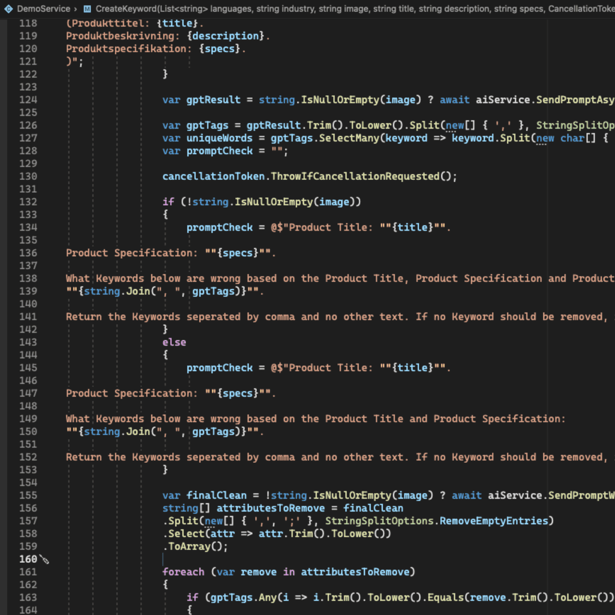 Code snippet of prompting for Cension